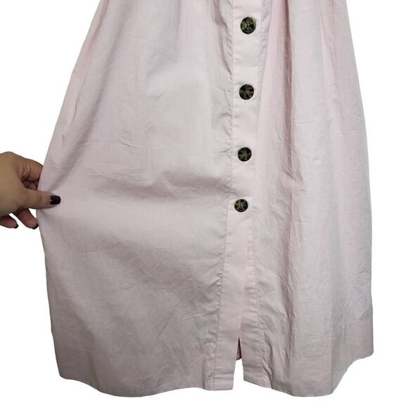 J.Crew Cottage Pink Puff Sleeves Midi Button Up Belted Dress Size XS - Picture 8 of 12